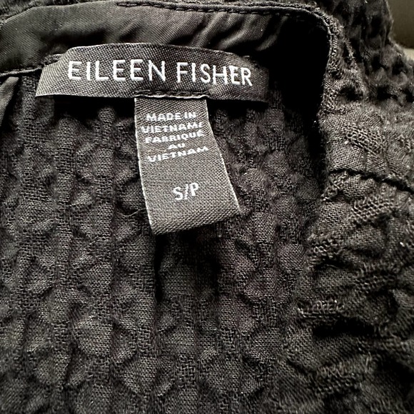 Eileen Fisher‎ Black Honeycomb Tencel & Organic Cotton Shift Dress Size small - Picture 3 of 4